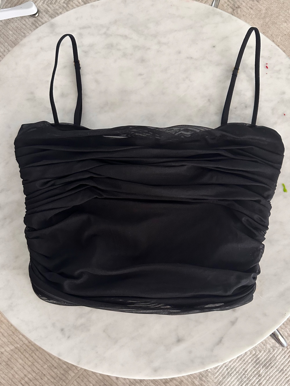 Babaton Black Ruched Spaghetti Strap Camisole